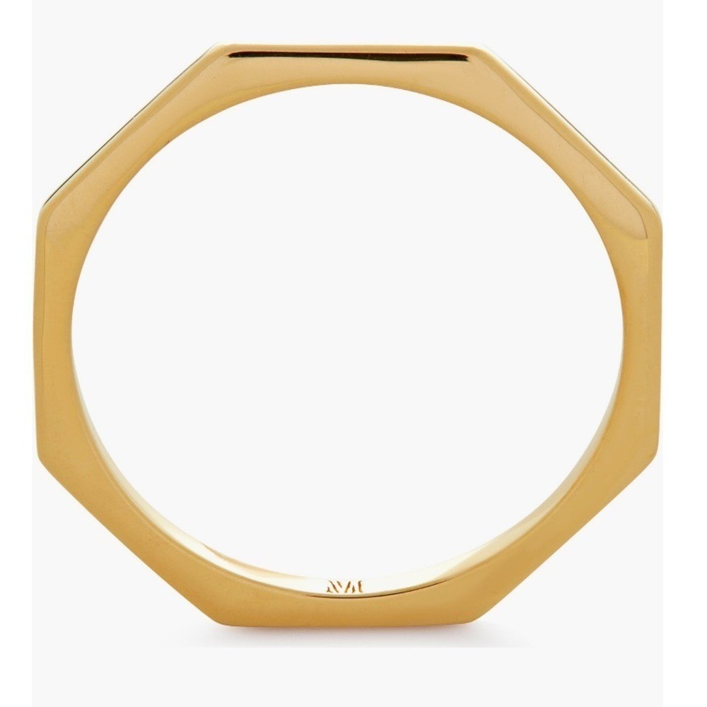 Monica Vinader Octagon Stacking‎ Ring, 18 Karat Gold Vermeil, Size 7, NWT